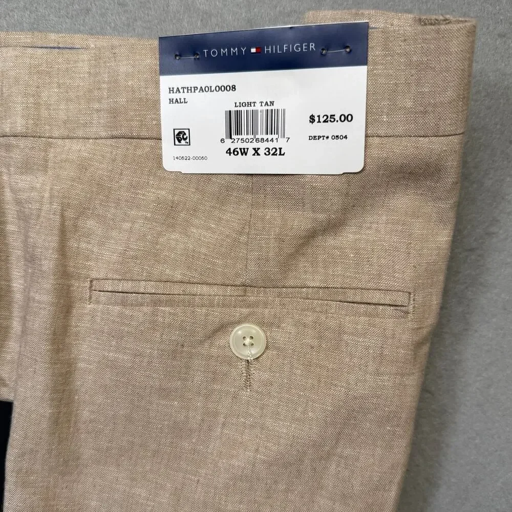 Tommy Hilfiger Men's Modern-Fit Linen Blend Pants Light tan 46x32 $125